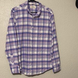Men's Purple and White Plaid Casual Shirt